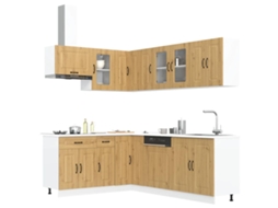 Vidaxl 11 Peças Armário De Cozinha Conjunto Kalmar Carvalho Artesanal