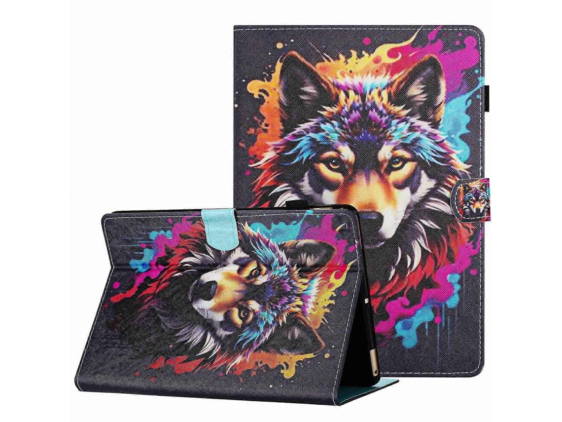 Capa de couro Webake para tablet inteligente com padrão pintado e costura