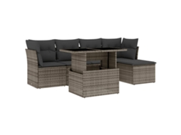 Conjunto de 6 Sofás de Jardim com Almofadões Vime Cinzento MAISON EXCLUSIVE (80x200 cm)