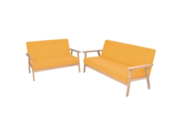 Vidaxl Conjunto De Sofás 2 Pcs Tecido Amarelo