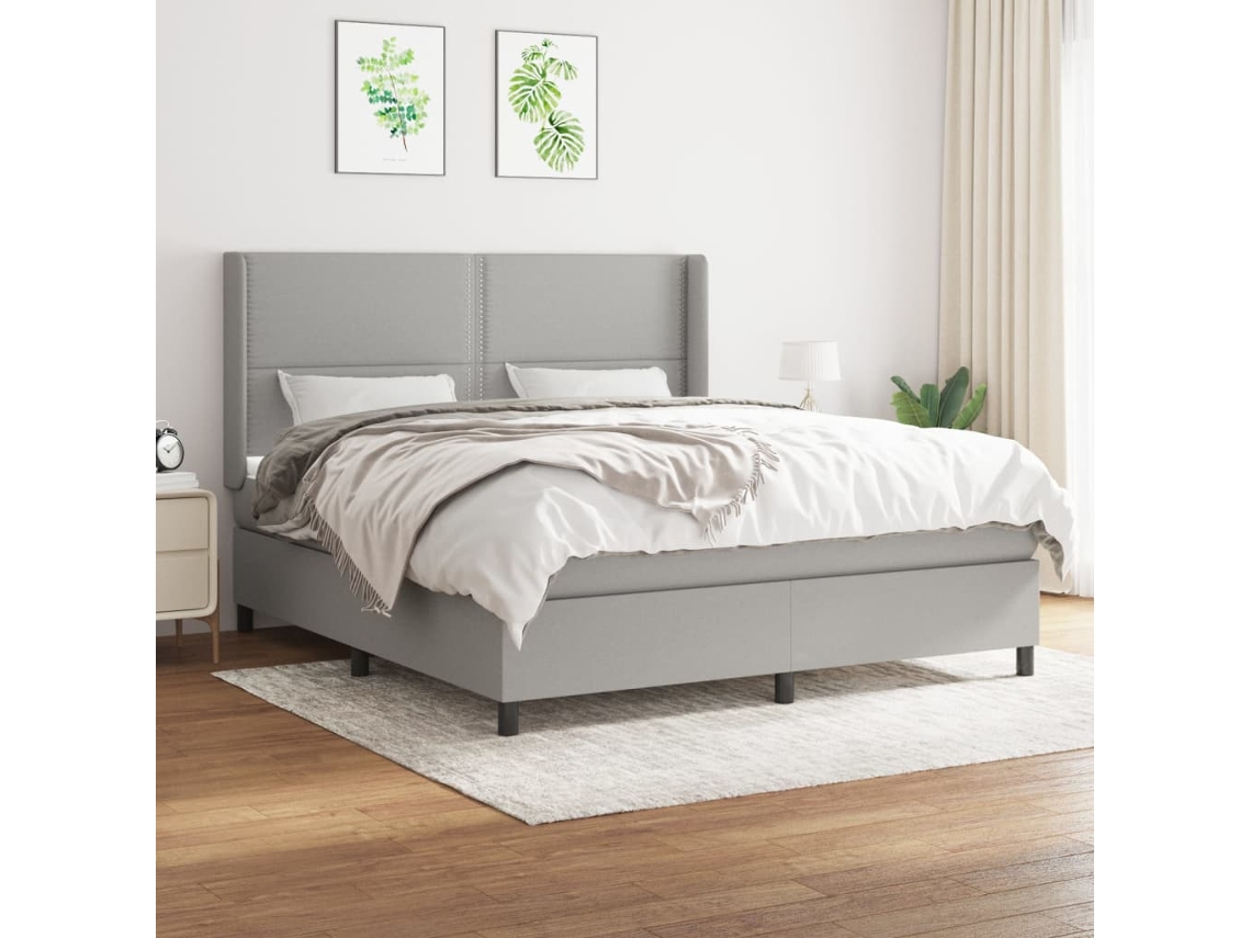Vidaxl Cama Com Molas/colchão 180x200 Cm Tecido Cinzento-claro
