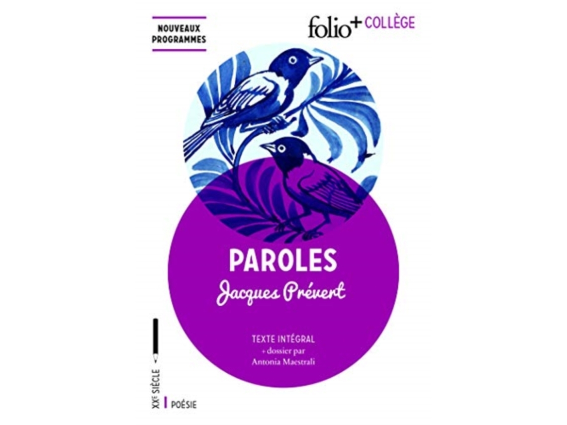 Livro Paroles de Jacques Prevert e Gallimard Folio Edition (Francês)