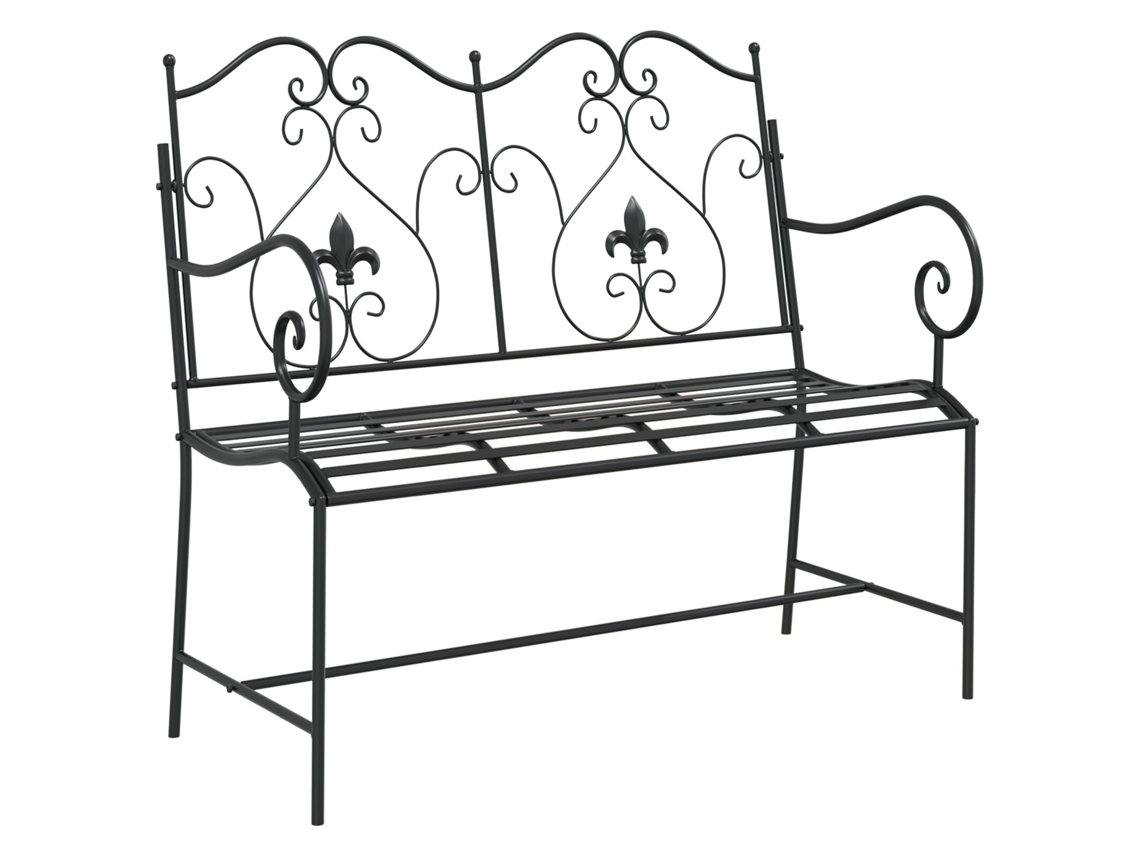Conjunto 1 Banco De Jardim Vidaxl Preto Aço (104 X 54 X 93 Cm)