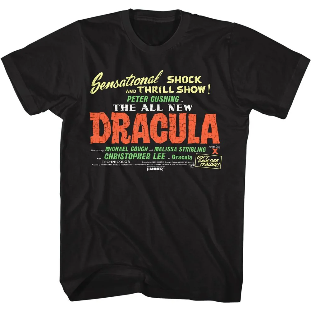 Rockinstone Horror Movies Dracula Shock And Thrill Black Adult T-shirt Size:xl