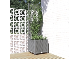 Vidaxl Vaso/floreira Jardim C/ Treliça 40x40x136 Cm Pp Cinzento-claro