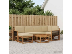 Vidaxl Conjunto De Sofás Para Exterior 7 Unid. Natural E Bege