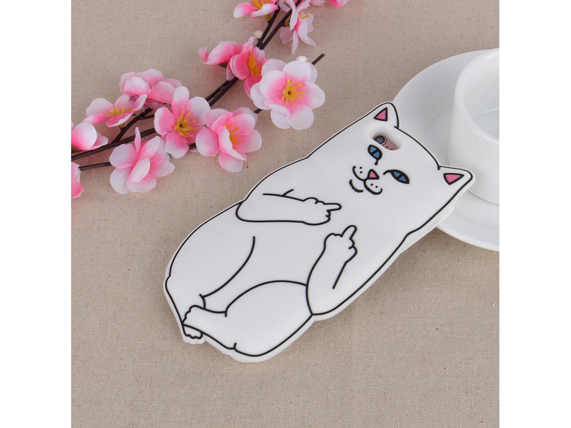 Capa de dedo para iPhone 6/6s, com gato branco EOOCOO