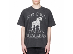 Rockinstone Rocky Movie Horse Heather Navy Adult T-shirt Size:l