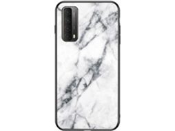 Capa Mármore Proteção Traseira para Huawei P Smart 2021 HONGWE. Textura Macia Branco