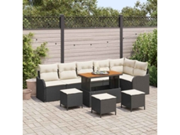Vidaxl Conjunto De Sofá De Jardim 10 Unid. Preto Vime Pe