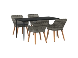 Conjunto 5 De Jantar Vidaxl Cinza Em Rattan Sintético