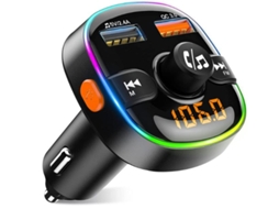 Transmissor Fm Bluetooth Yizhood Bc52 7 Cores Dual Usb Tf/usb Preto