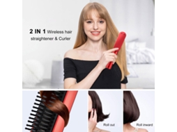 Prancha de cabelo profissional recarregável sem fio 2026 com função de modelador de cachos e pente alisador portátil.