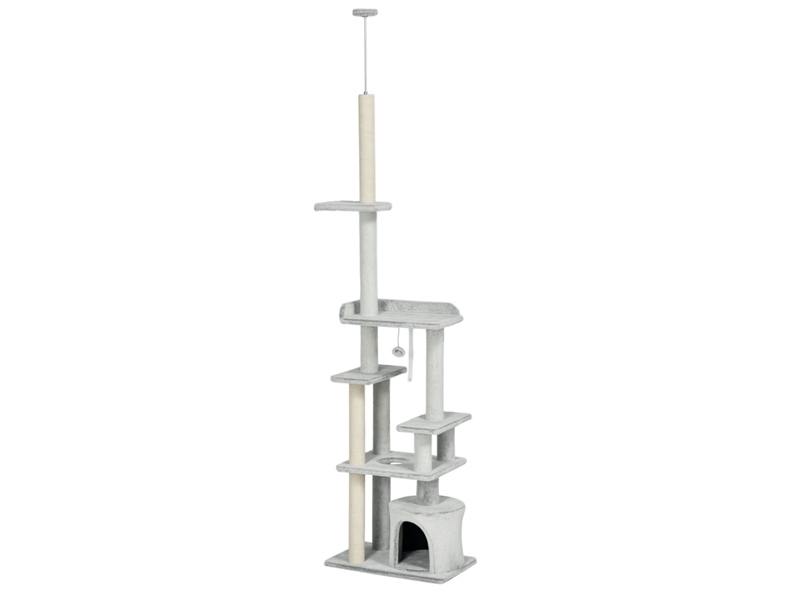 Árvore Para S De Teto Com Plataformas E Casinha, 60x40x225-255cm, Cinza