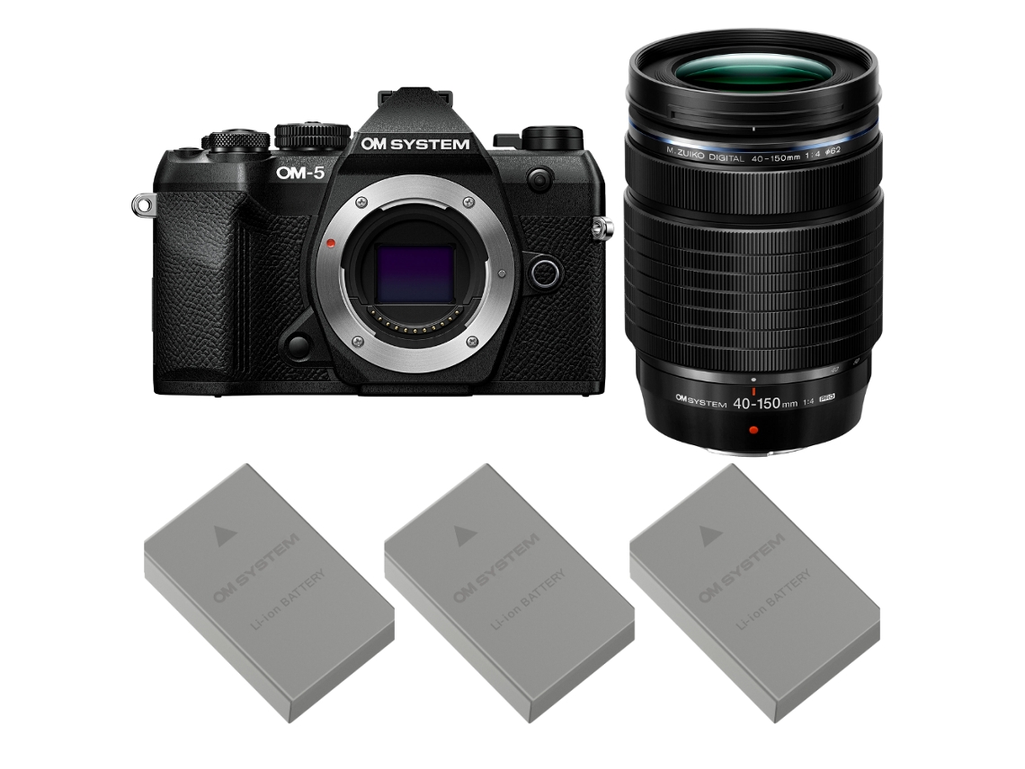 Om 5 Mark Ii Preto + 40 150mm F/4 Pro + 3 Om System Bls 50 + Ebook “20 Dicas para Fotos Que Impressionam” OM SYSTEM
