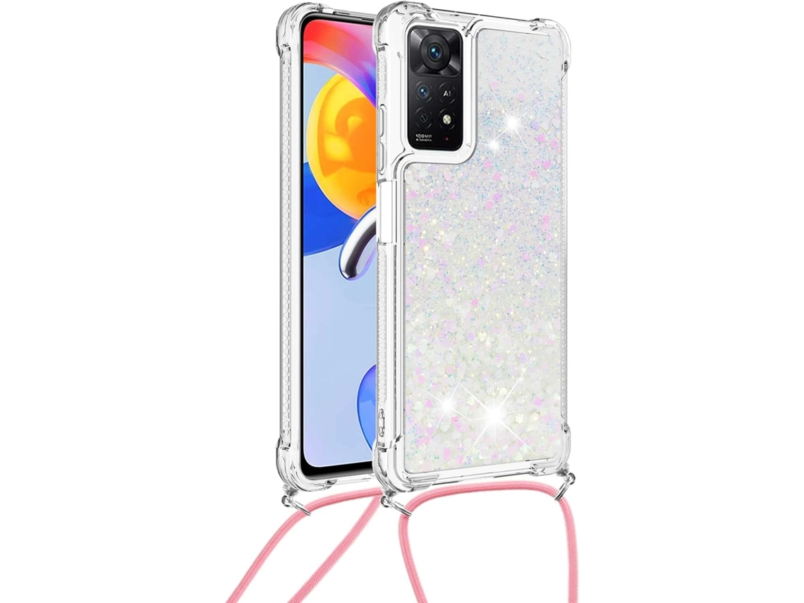 Correia Espumante Nota Líquido para Xiaomi Redmi Note 11 Pro 4G/5G HONGWE. Pele Sintética Textura Macia Anti-Choque Prateado