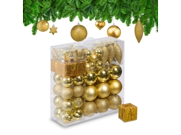 Conjunto De 110 Bolas De Natal Relaxdays, Plástico, Decoração Com Bolas E Lametta, Enfeites Para Árvore De Natal