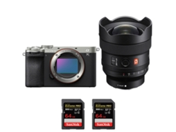 A7c Ii Prateado + Fe 14mm F/1.8 Gm + 2 Sandisk 64gb Uhs ii 300mb/s Máquina Fotográfica Híbrida + Ebook “20 Dicas para Fotos Que Impressionam” SONY
