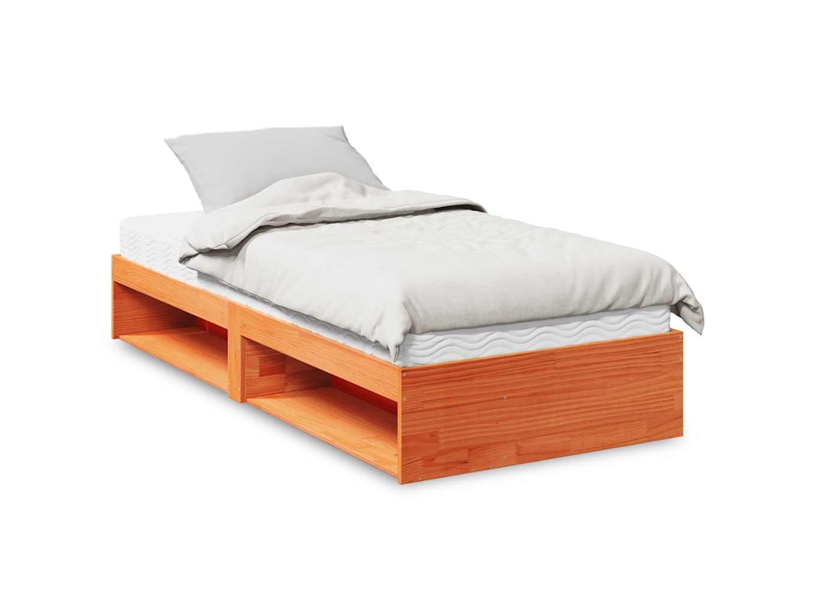 Vidaxl Sofá-cama Com Colchão 90x200 Cm Pinho Maciço Castanho-mel
