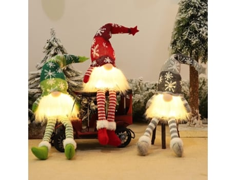 3 Peças Figuras Decorativas de Gnomos Natal Led Luzes Decoração Iluminados Bonecos Pelúcia Gno UISAVE