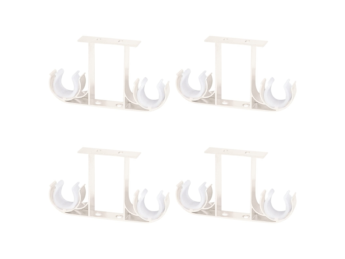 Pacote Com 4 Suportes De Alumínio Para Varões De Cortina De 28 Mm Zeuxo (brancos)