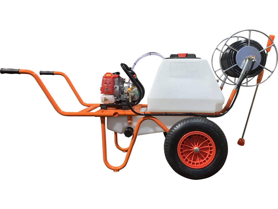 Bricoferr Carro Pulverizador De 2 Rodas 26cc 80l Com Mangueira De 50 Metros E Lança De 90 Cm