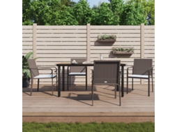 Vidaxl 5 Pcs Conjunto De Jantar P/ Jardim C/ Almofadões Vime Pe E Aço