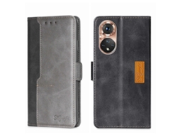 Capa De Couro Com Fivela Lateral Em Cores Contrastantes Para O Honor 50