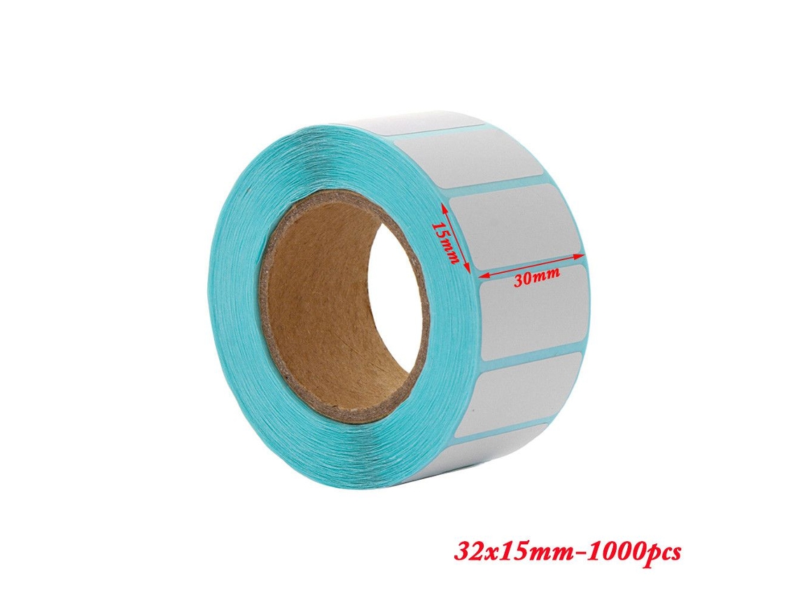 Etiquetas de Papel Adesivo Termofusível À Prova D'água , 20 Unidades, 1000 Folhas/rolo, Etiquetas em Branco para Impressão Direta. MDUG (32x15mm)