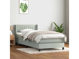 Vidaxl Cama Com Molas/colchão Cinzento-claro 80x220 Cm Veludo