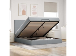 Vidaxl Estrutura Cama Otomana Colchão 160x200 Cm Tecido Cinzento Claro