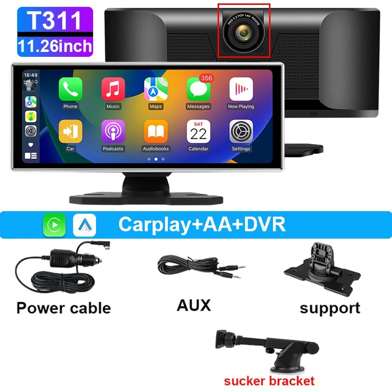 (apenas Cartão Dvr De 128 Gb) Câmera Veicular 4k De 11,26 Polegadas, Carplay Sem Fio, Gps Com Lente Dupla