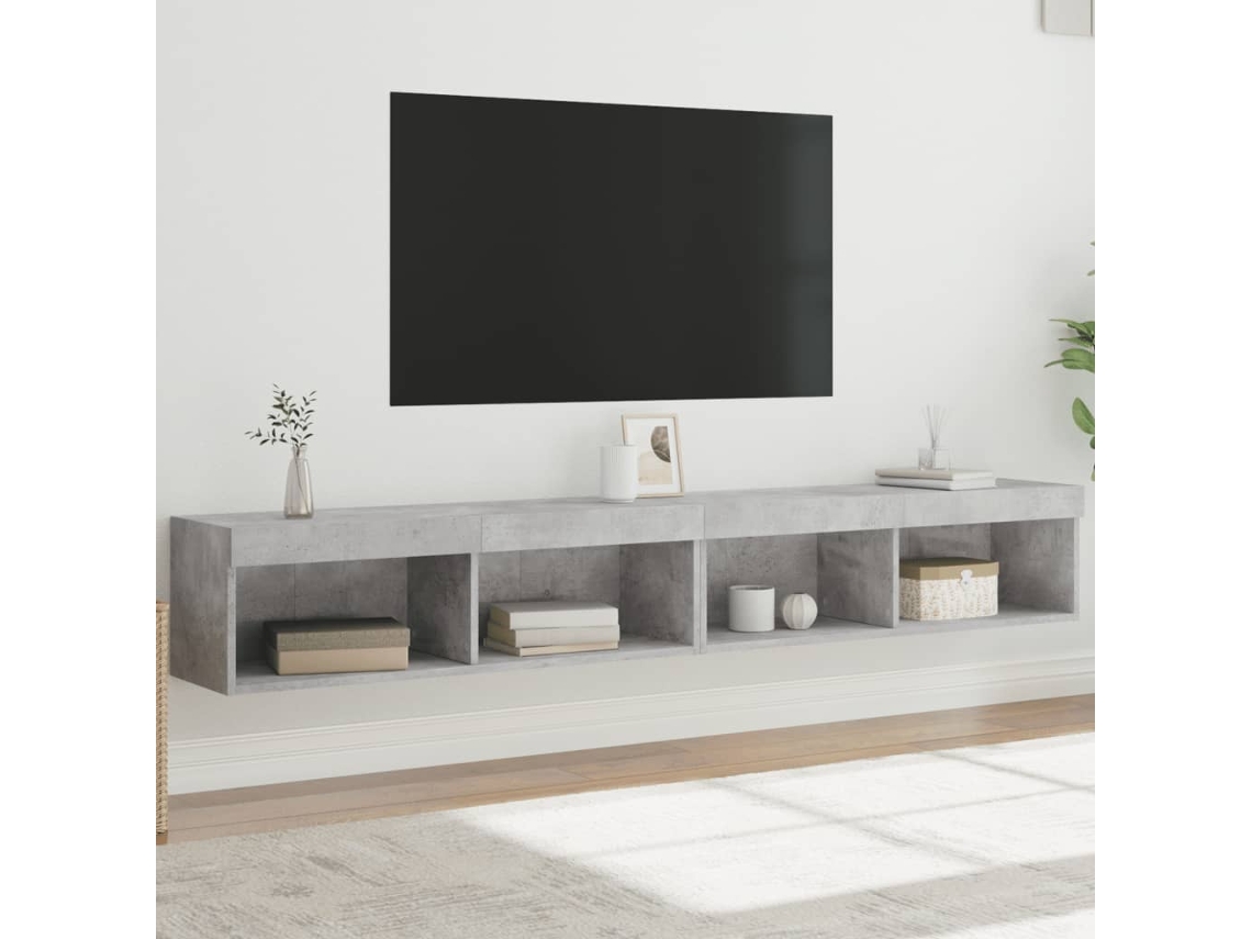 Vidaxl Móveis de Tv com Luzes Led 2 Pcs 100x30x30 Cm Cinzento Cimento