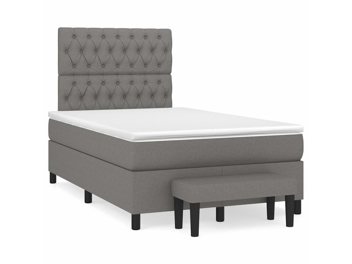 Vidaxl Cama Boxspring Com Colchão 120x190 Cm Tecido Cinzento-escuro