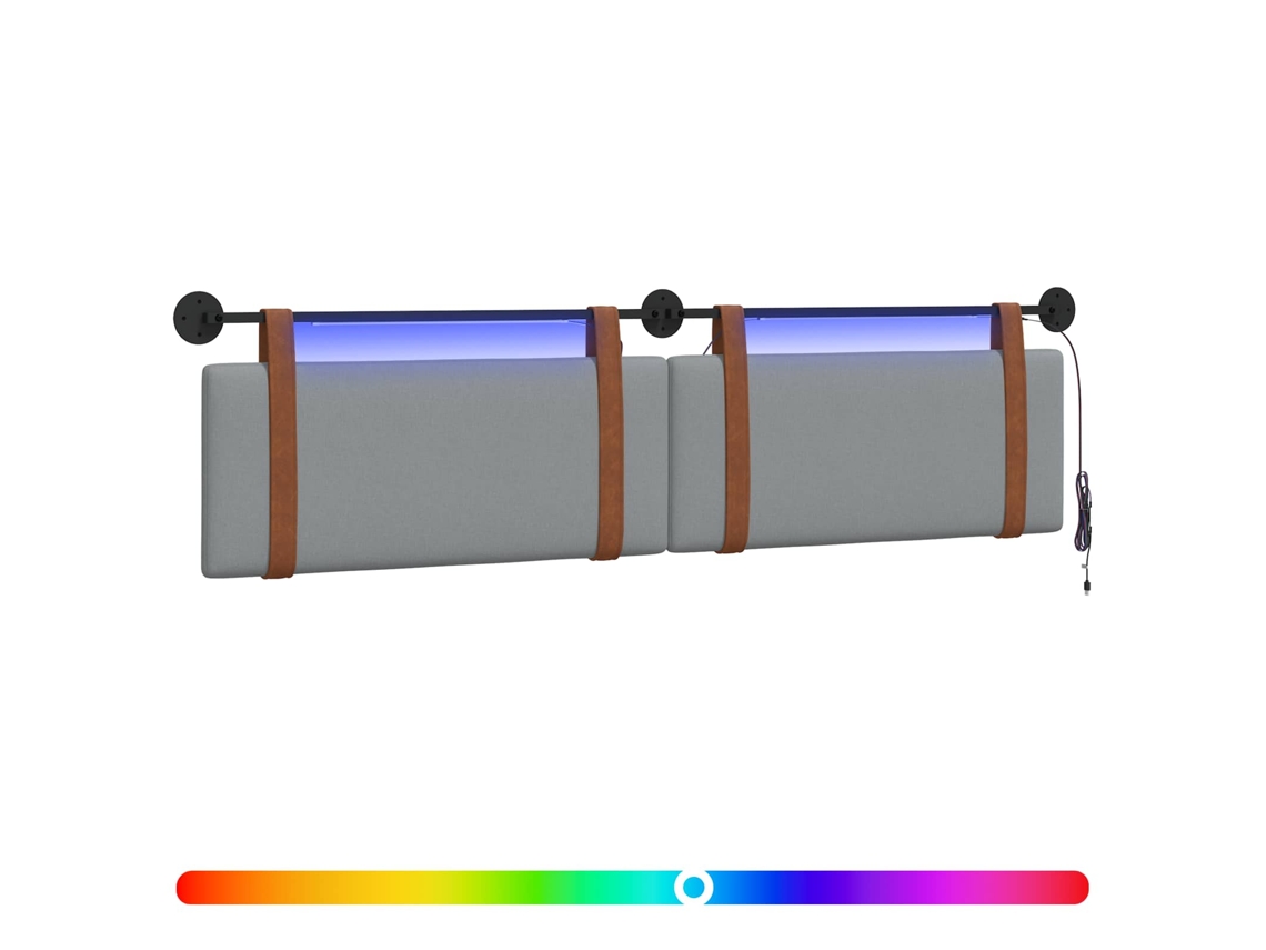 Conjunto 1 Cabeceira Suspensa Vidaxl Cinzento-claro Couro Sintético (210 X 55 X 5 Cm)