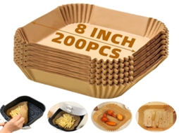 Papel Lurelia Para Fritadeira Air, 200 Unidades, Quadrado, 20 Cm, 8 Pol, 5 L, Descartável