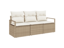 Conjunto 3 Sofá De Jardim Vidaxl Bege Vime Pe (175 X 62 X 85 Cm)