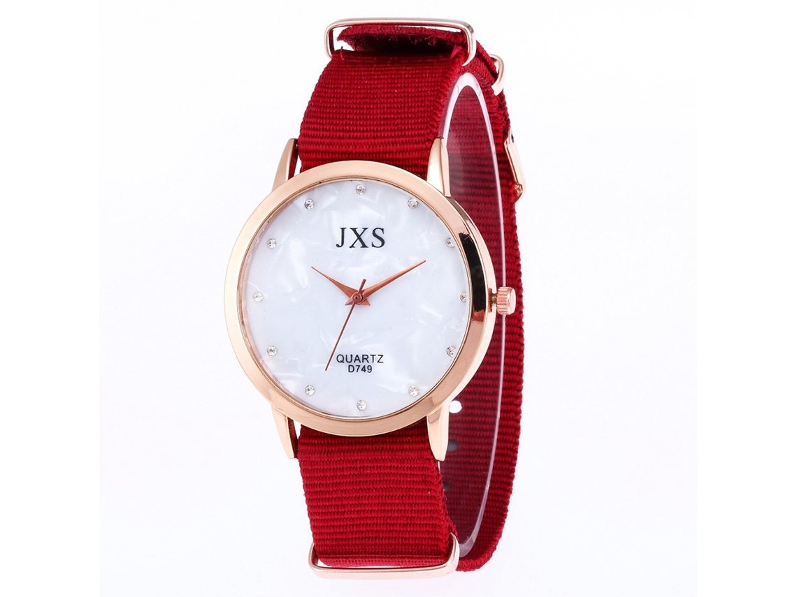 Relógio de pulso de nylon com movimento de quartzo para mulheres e homens J49 (vermelho)