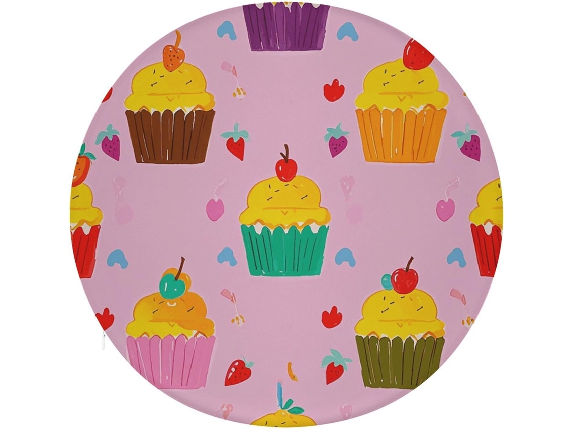 Almofadas Redondas De Algodão Com Espuma Viscoelástica E Estampa Cupcakes, Almofada Grossa E Macia Para Cadeira, Ideal