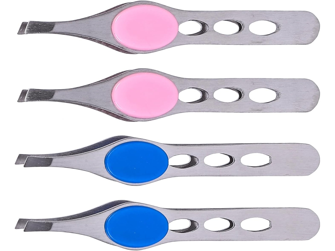 Pinça Para Sobrancelhas Com Laço De Borracha Em Aço Inoxidável Para Mulheres (4 Peças)