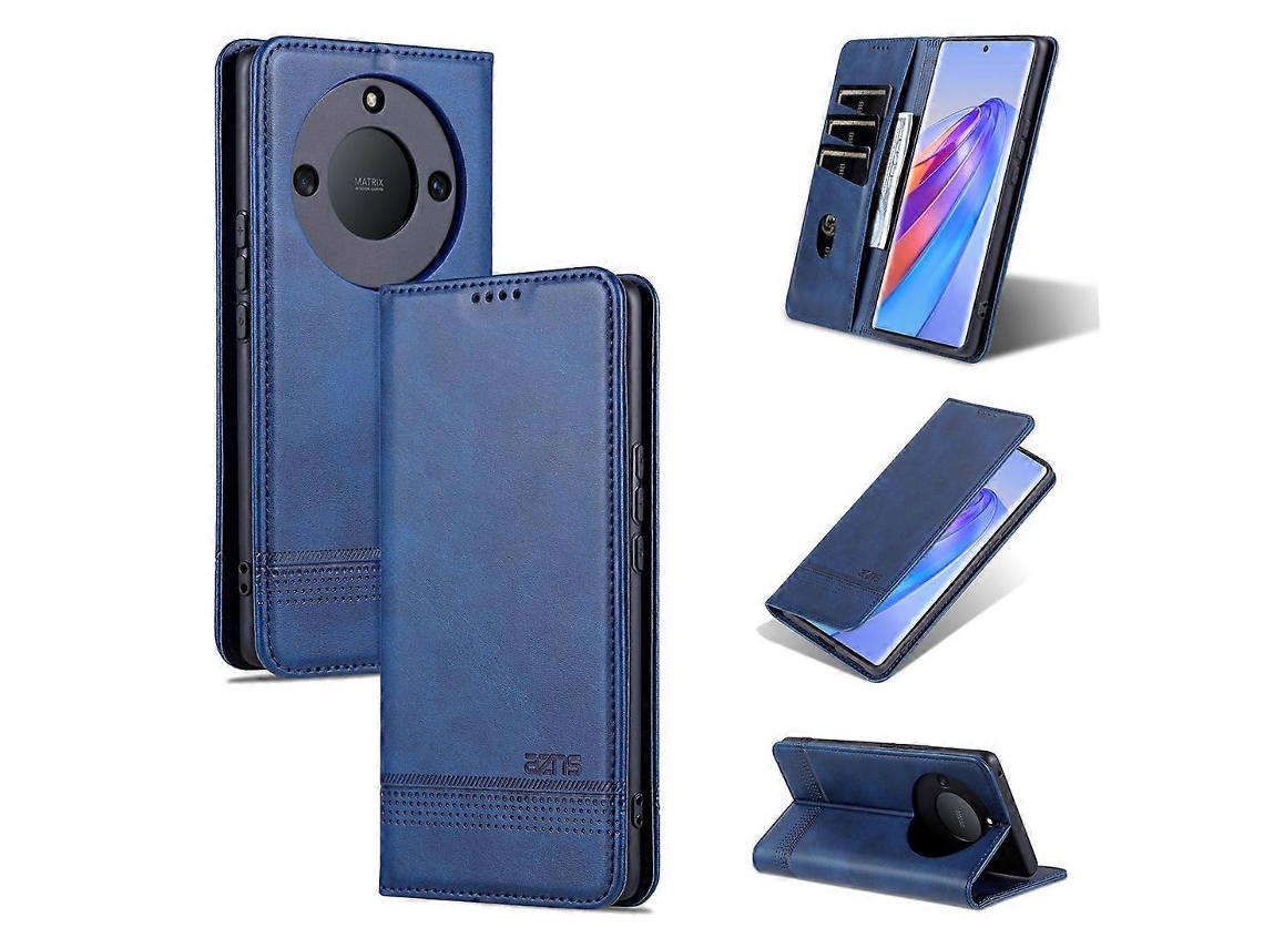Capa De Celular Flip Em Couro Texturizado De Bezerro Com Ímã Para Honor X50 Azns