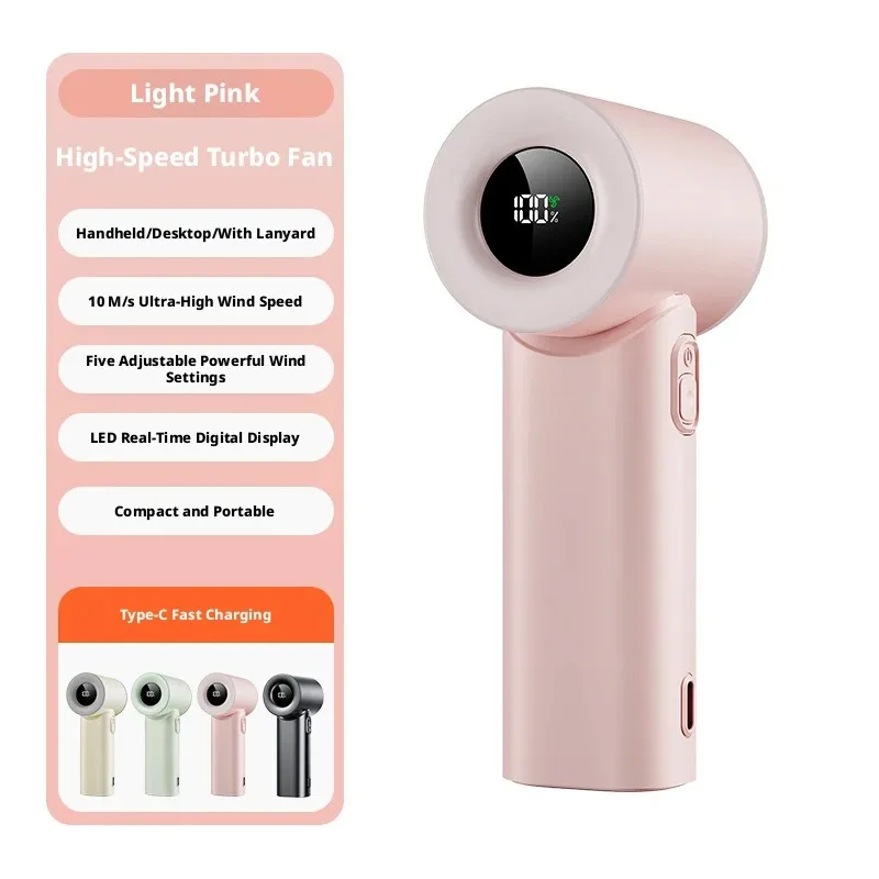 (rosa) Mini Ventilador Portátil De Mão, Carregamento Usb De Alta Velocidade, Design Silencioso, Com Função De Calculadora.