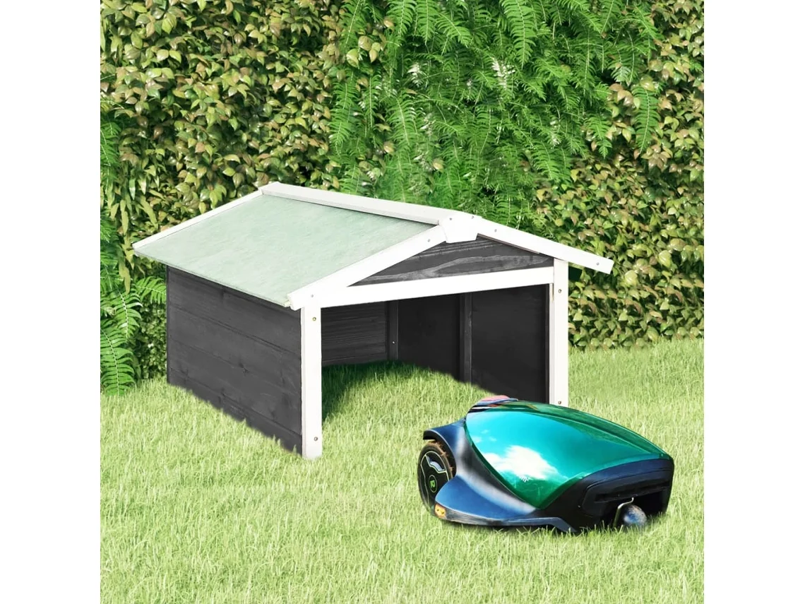 Vidaxl Abrigo P/ Cortador De Relva 72x87x50 Cm Abeto Cinzento E Branco