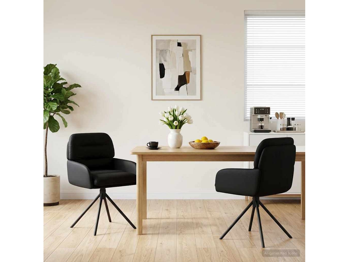 Vidaxl Cadeiras De Jantar Giratórias 2 Pcs Couro Sintético Preto