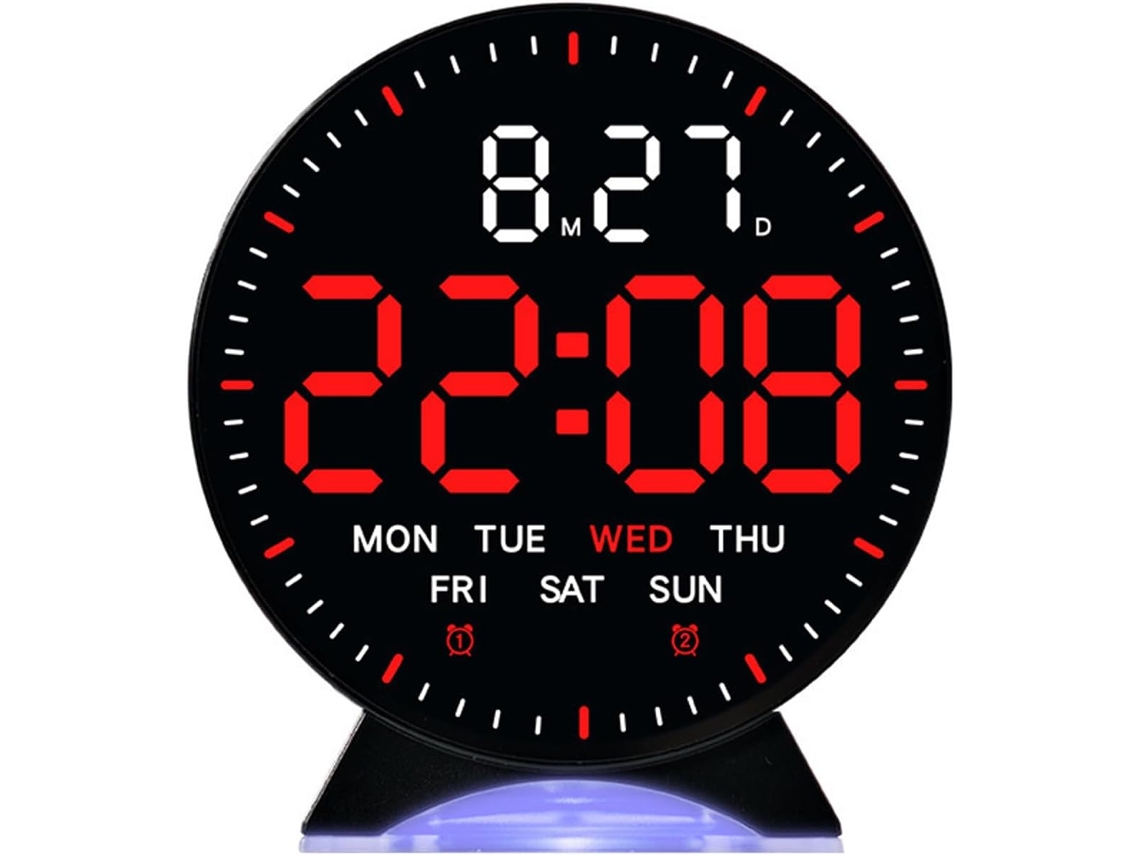 Um Despertador Digital Led Com Visor Grande Data Dia Da Semana