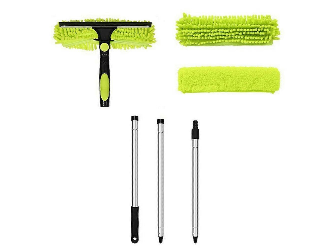 Ferramenta De Limpeza De Vidros Verde Com Cabo Extensível E Escova De Chenille