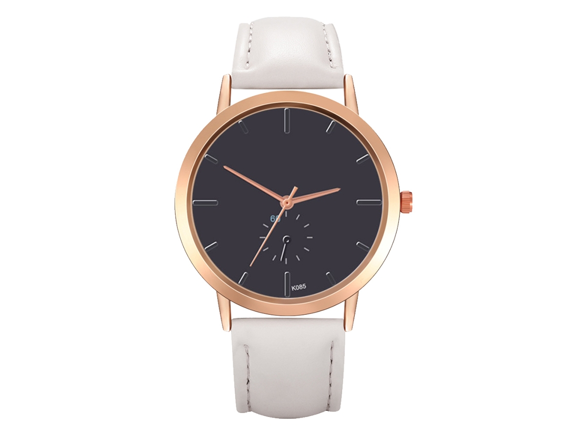 Relógio de Pulso Feminino Analógico de Quartzo com Pulseira Pu Estilo Elegante (branco)
