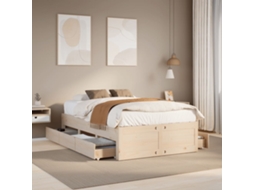 Vidaxl Cama Sem Colchão Com Gavetas 135x190 Cm Madeira De Pinho Maciça