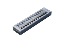 Yizhood USB Hub Docking Station USB 3.0 Hub com QC 13 Carregador rápido Várias portas com interruptor cinza
