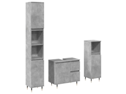 Conjunto de 3 Móveis Casa Banho De Madeira Cinza Cimento MAISON EXCLUSIVE (95x95x45 cm)